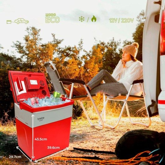 Glacière portable Briebe CF1153RED 28L thermoélectrique rouge 12V 220V poignée pliable
