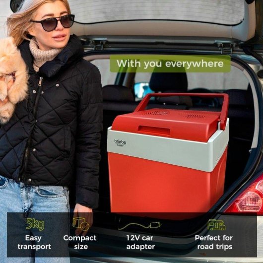 Glacière portable Briebe CF1153RED 28L thermoélectrique rouge 12V 220V poignée pliable