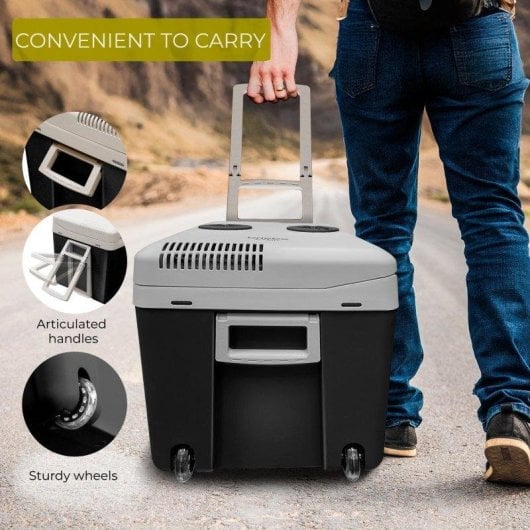 Nevera portátil Briebe CF1155BLK 40L dual frío calor ruedas asa plegable