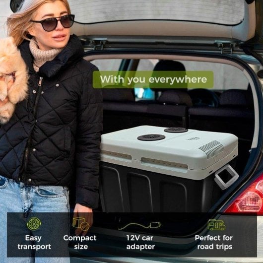 Nevera portátil Briebe CF1155BLK 40L dual frío calor ruedas asa plegable