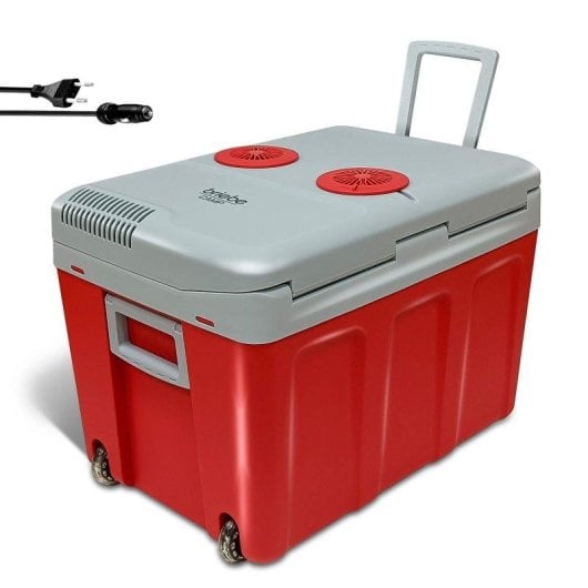 Nevera portátil Briebe CF1155RED 40L termoeléctrica dual frío/calor ruedas asa plegable
