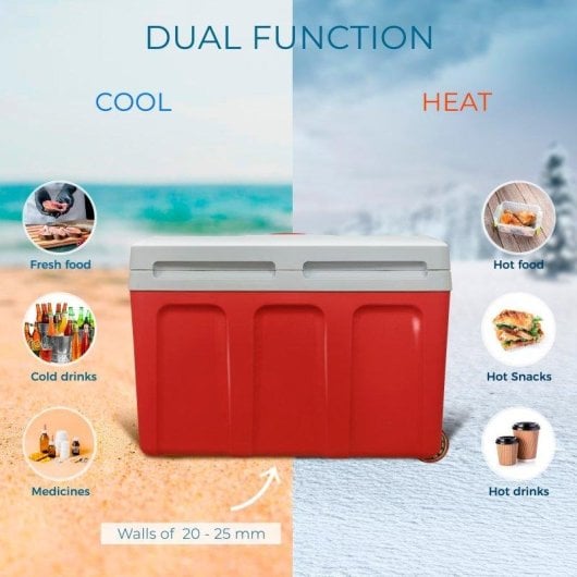 Nevera portátil Briebe CF1155RED 40L termoeléctrica dual frío/calor ruedas asa plegable