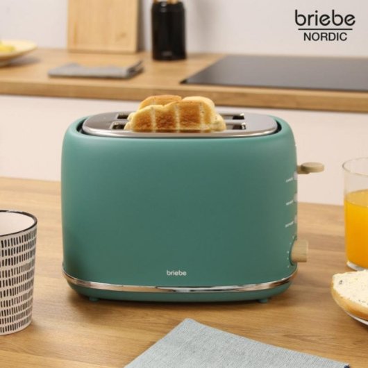 Briebe TA1166GRE Nordic broodrooster 2 brede sleuven 870 W 6 bruiningsstanden matgroen