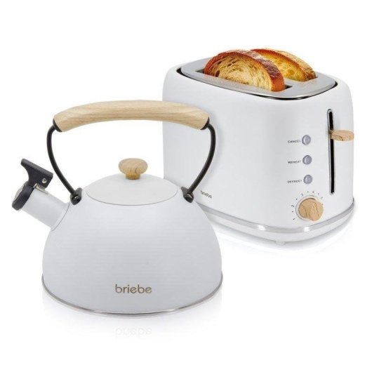 Broodrooster Briebe SKT1177WHT 2 brede sleuven 870 W 6 bruiningsstanden wit