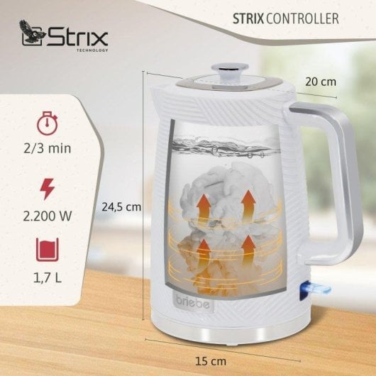Tostapane Briebe SKT1170WHT Elegance 2 Fette Bianco con Bollitore 1,7L Wireless