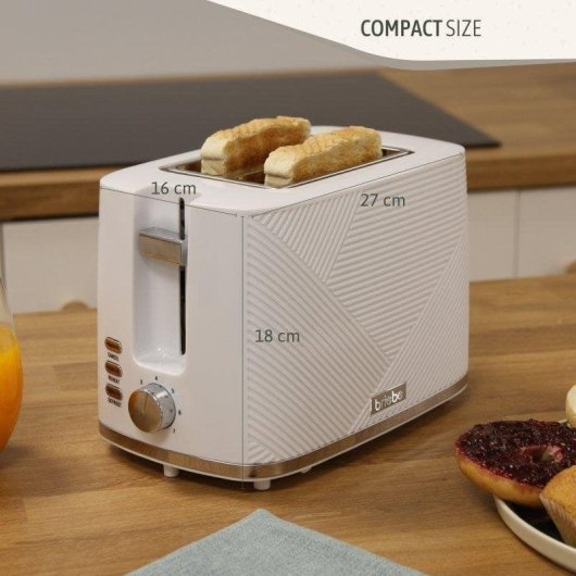 Broodrooster Briebe TA1169WHT 2 brede sleuven 870 W 7 bruiningsstanden Wit en zilver