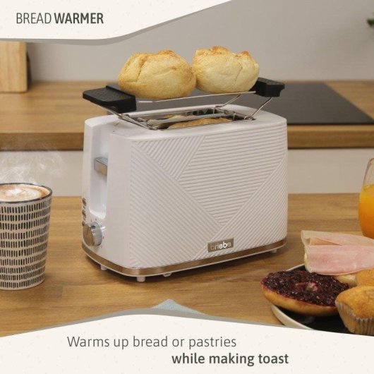Broodrooster Briebe TA1169WHT 2 brede sleuven 870 W 7 bruiningsstanden Wit en zilver
