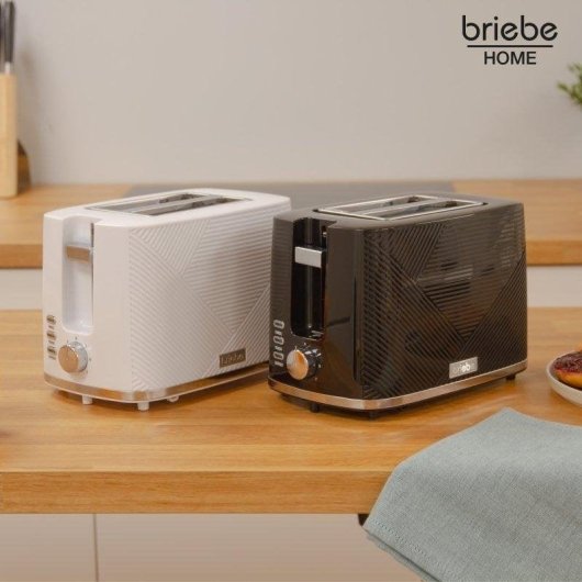 Broodrooster Briebe TA1169WHT 2 brede sleuven 870 W 7 bruiningsstanden Wit en zilver