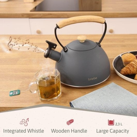 Conjunto de Eletrodomésticos Briebe SKT1177GRY Tostadeira 2 Fatias + Chaleira 2,3L Aço Inox Design Nórdico