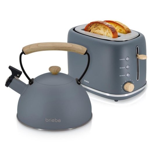 Briebe SKT1177GRY broodrooster 2 brede sleuven 870 W 6 bruiningsstanden matgrijs