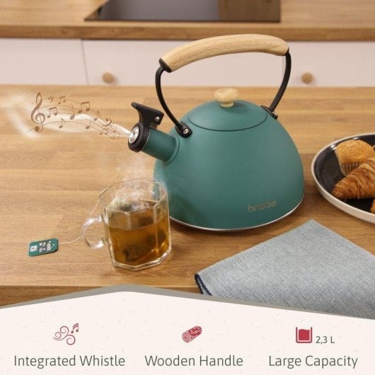 Conjunto Electrodoméstico Briebe SKT1177GRE Tostadeira 2 Fatias + Chaleira 2,3L Inox Verde Mate