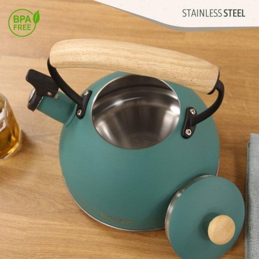 Conjunto Electrodoméstico Briebe SKT1177GRE Tostadeira 2 Fatias + Chaleira 2,3L Inox Verde Mate