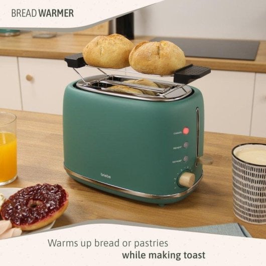 Conjunto Electrodoméstico Briebe SKT1177GRE Tostadeira 2 Fatias + Chaleira 2,3L Inox Verde Mate