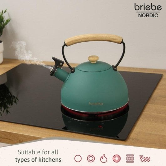 Conjunto Electrodoméstico Briebe SKT1177GRE Tostadeira 2 Fatias + Chaleira 2,3L Inox Verde Mate