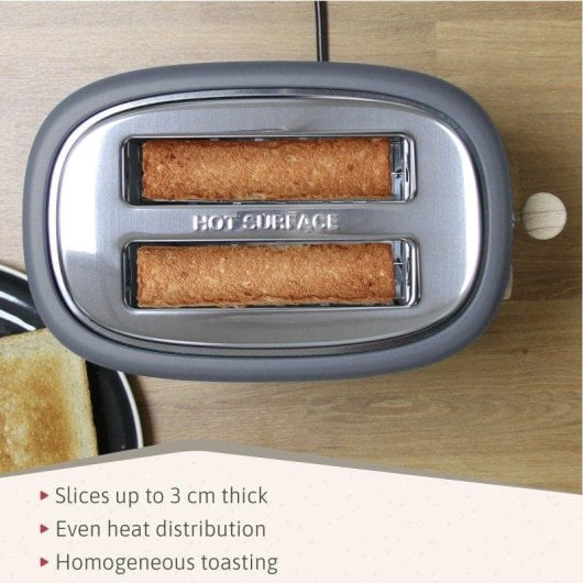 Set électroménager Briebe SKT1167GRY Nordic grille-pain 2 fentes et bouilloire 1,7L gris mat