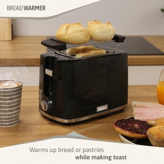 Grille-pain Briebe TA1169BLK 2 tranches Design Élégant 7 niveaux Noir