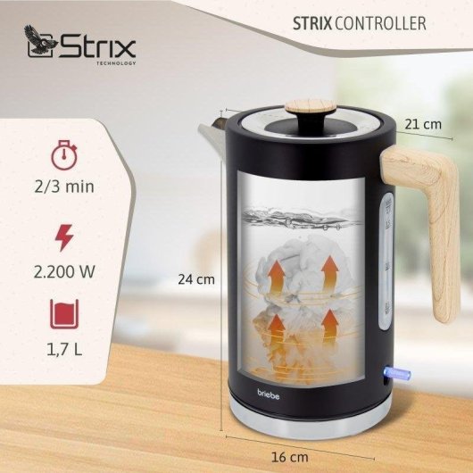 Briebe SKT1167BLK broodroosterset 2 brede sleuven 870 W 6 standen waterkoker 1,7 L