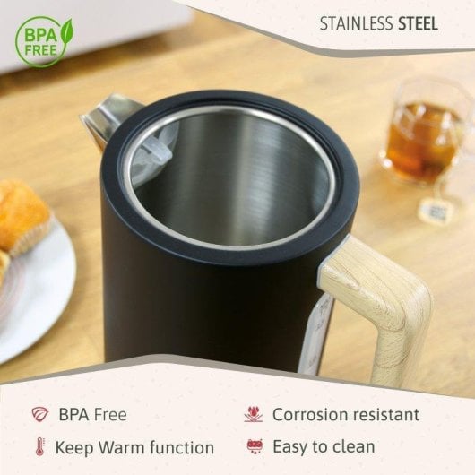 Set petit-déjeuner Briebe SKT1167BLK Nordic grille-pain 2 tranches noir + bouilloire 1,7 L sans fil