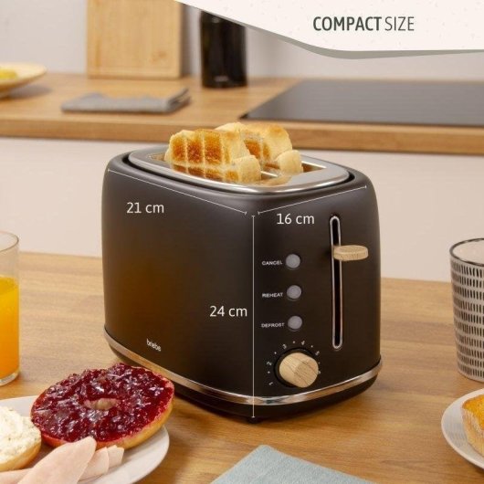 Briebe SKT1167BLK broodroosterset 2 brede sleuven 870 W 6 standen waterkoker 1,7 L