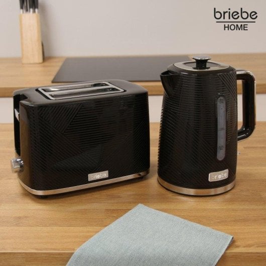 Tostador Briebe SKT1170BLK Elegance 2 tranches Noir + Bouilloire 1,7L