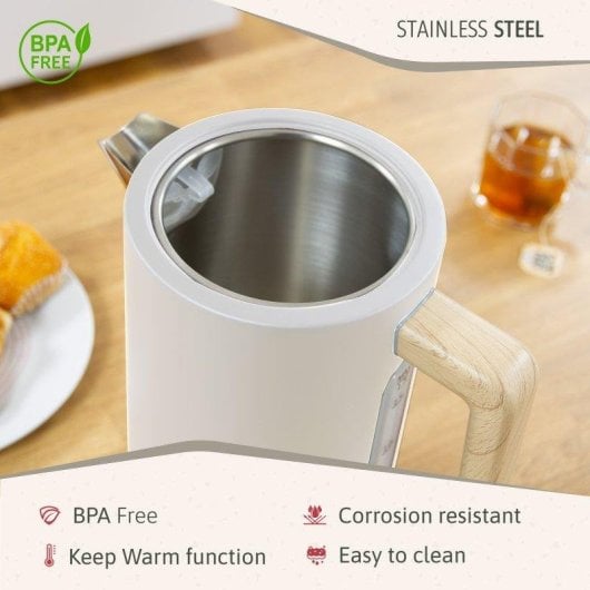 Set Petit-déjeuner Briebe SKT1167WHT Tostadora 2 Tranches Blanc + Bouilloire 1,7 L 2200W