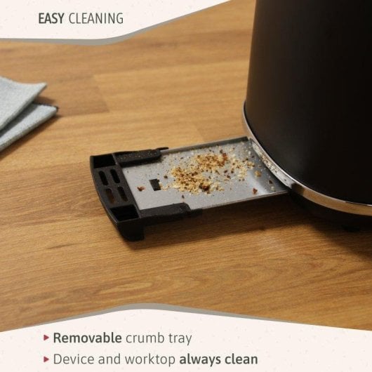 Torradeira Briebe TA1166BLK Nordic 2 Fatias Preto 870W Ranhura Larga Design Nórdico