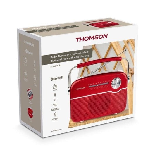 Radio Thomson RTS450BTR Bluetooth 5.4 FM/AM Rétro Vintage Batterie Solaire