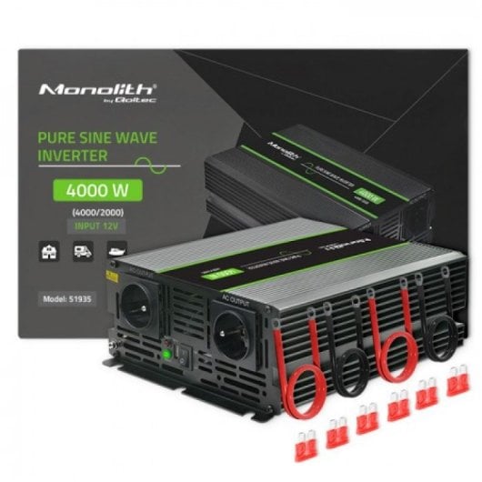 Adaptador de corrente e inversor para automóvel Qoltec Monolith 4000W preto