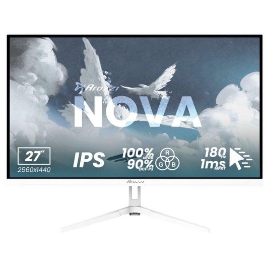 Monitor PC Arozzi Nova 27" QHD 180Hz IPS Bianco Gaming HDR FreeSync G-SYNC 1ms
