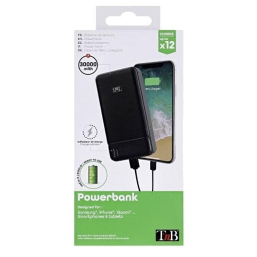 Batteria Esterna TnB PBU30000 30000 mAh Power Delivery Ricarica Rapida Nera