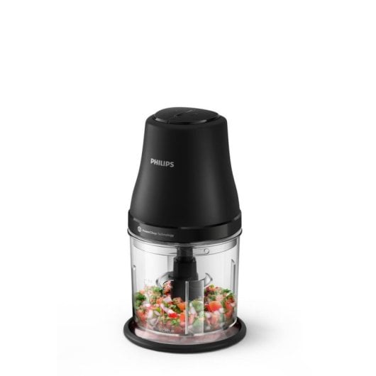 Picadora Philips HR1501/00 Compacta 1L 450W 4 couteaux 2 vitesses plastique inox noir