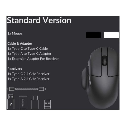 Ratón Keychron M7 Inalámbrico y Cableado 26000 DPI Blanco Ergonómico Ultraligero