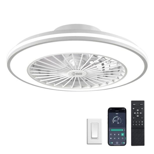 Ventilador de Teto Elco PV-49C Motor DC LED 49cm 7 Pás 6500lm Branco