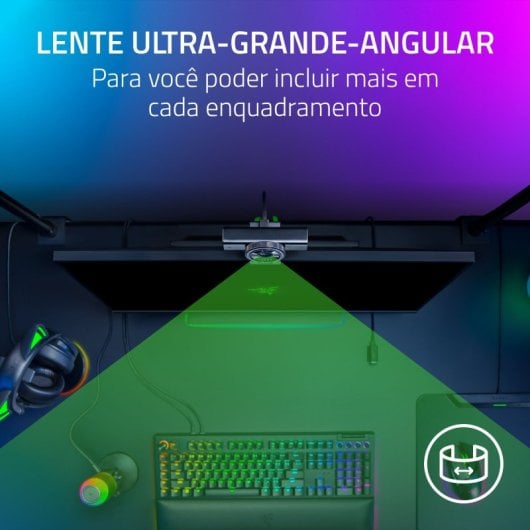 Webcam Razer Kiyo V2 4K 30FPS Enquadramento IA HDR Grande Angular