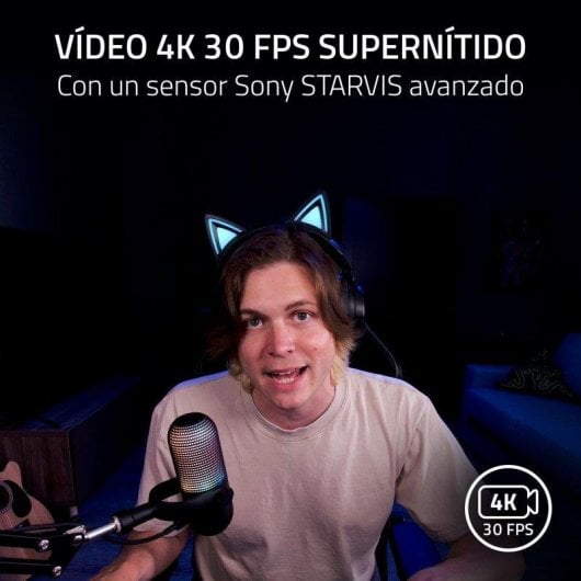 Webcam Razer Kiyo V2 4K 30 FPS IA Sensor Sony STARVIS HDR Ultra Gran Angular Negra