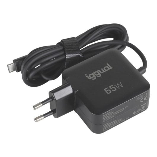 Cargador iggual PD 65W USB-C Power Delivery Schnellladung Schwarz