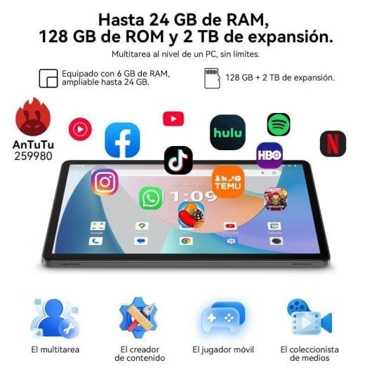 Tablet TABWEE T50 11" 128GB WiFi 8000mAh Android 16 Grau