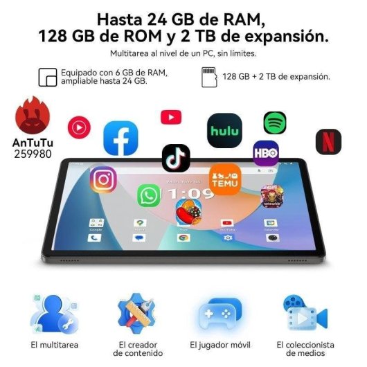 Tablet TABWEE T50 WiFi 11" 24GB 128GB Grigio