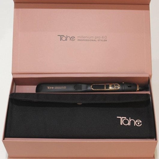 Plancha de pelo Tahe Millenium Pro 4.0 Negro detalles Oro Rosa con bolsa