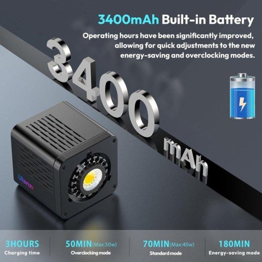 Lumière continue Ulanzi L024 40W RGB 3400mAh 20 effets portable