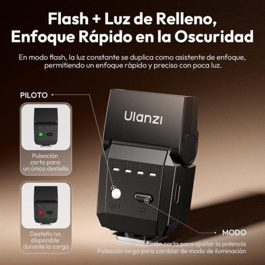 Flash Ulanzi SL03 Mini 6500K GN8 CRI97 Compact USB Type-C 90°