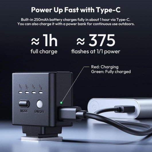 Kompaktblitz Ulanzi SL02 GN8 6500K USB-C 4 Stufen