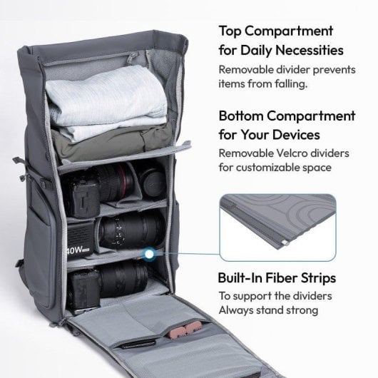 Sac à dos Ulanzi BP04 25L rigide U-Tag, extensible, compartiment PC