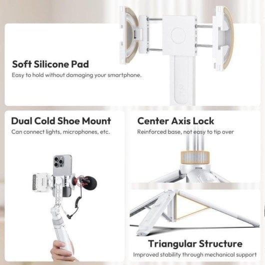 Tripé Ulanzi Tt88 Magnético 145 cm Selfie Stick Mando Branco