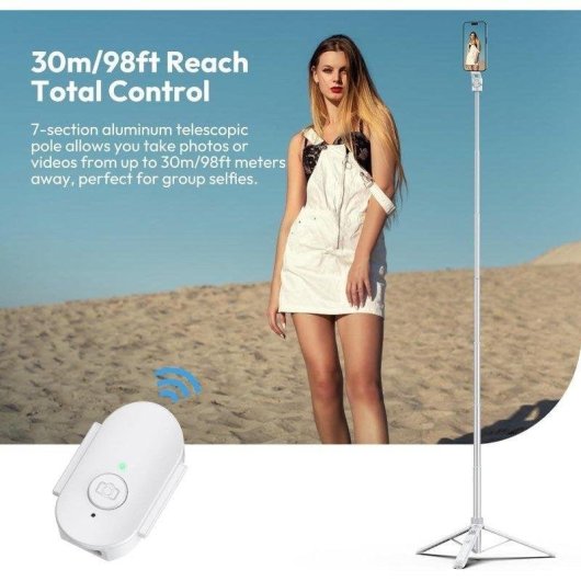 Tripé Ulanzi Tt88 Magnético 145 cm Selfie Stick Mando Branco