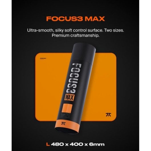 Mauspad Fnatic Focus3 MAX L Orange Poron-Schaum rutschfest 480x400x6 mm
