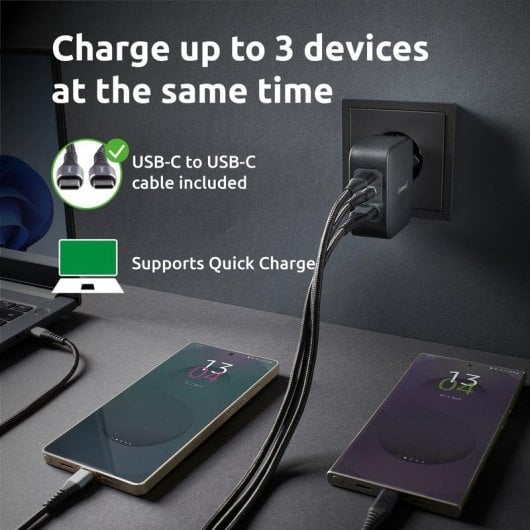 Source d'Alimentation Intenso W100ACC+C520C 100 W GaN charge rapide 3 appareils