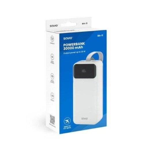 Batería externa Savio BA-11 30000 mAh Blanco carga rápida LCD