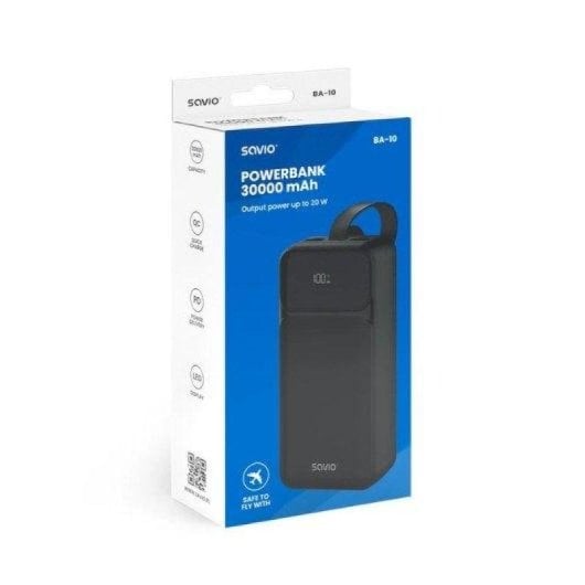 Batería externa Savio BA-10 30000 mAh negra carga rápida y Power Delivery