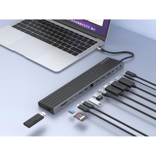 Dockingstation Conceptronic DONN32B USB-C 100W 4K HDMI Ethernet Grau Silber